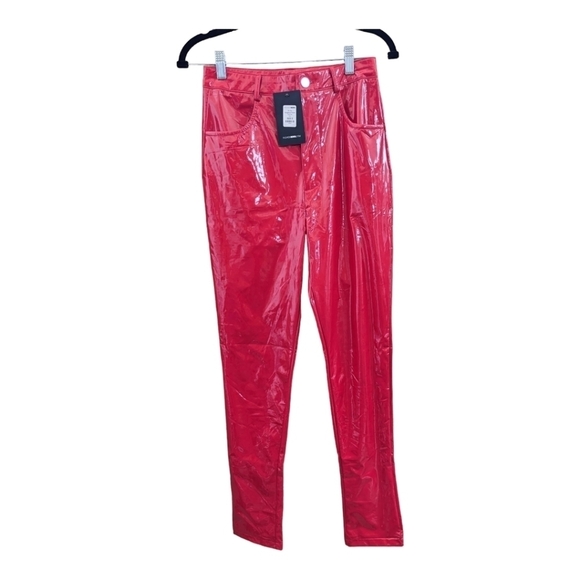 Fashion Nova Red Vinyl pants, size Small NWT - Picture 1 of 6